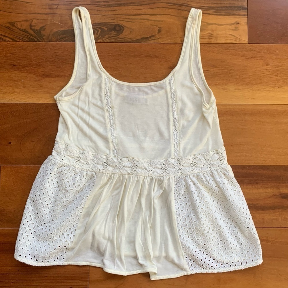 Tobi Embroidered Eyelet Tank